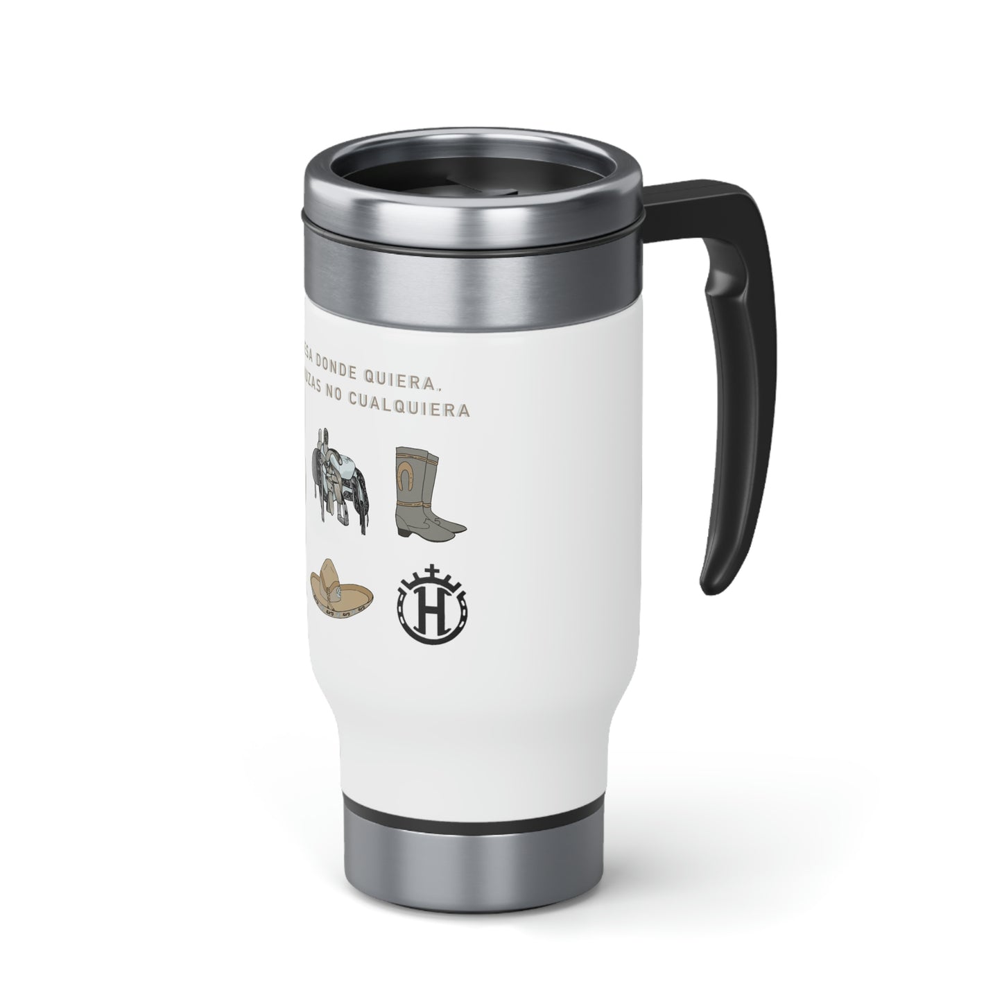 Escaramuzca no cualquiera Stainless Steel Travel Mug with Handle, 14oz