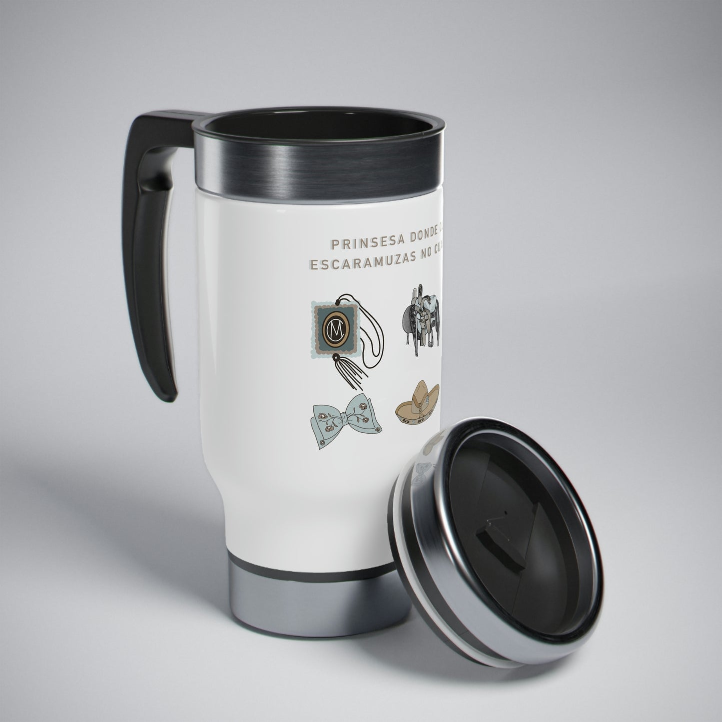 Escaramuzca no cualquiera Stainless Steel Travel Mug with Handle, 14oz